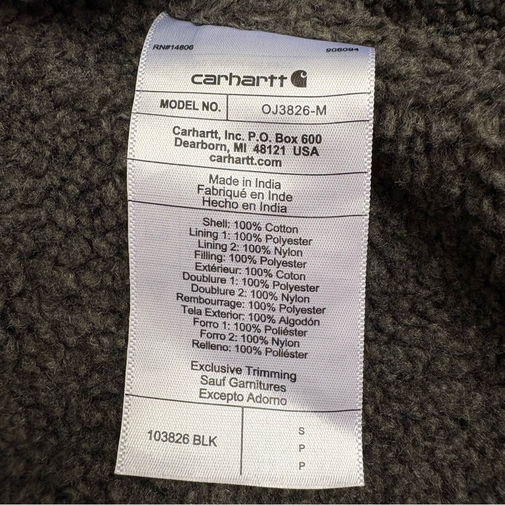 Carhartt Relaxed Fit Washed Duck Sherpa Lined Utility Jacket Size Small - Picture 9 of 11